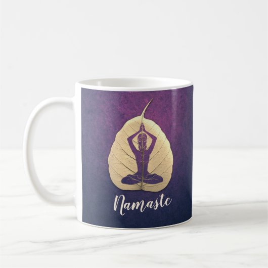 YOGA Instructor Meditation Pose Bodhi Leaf Cut Art Kaffeetasse (Links)