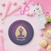 YOGA Instructor Meditation Pose Bodhi Leaf Cut Art Pappteller (Party)