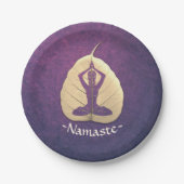 YOGA Instructor Meditation Pose Bodhi Leaf Cut Art Pappteller (Vorderseite)
