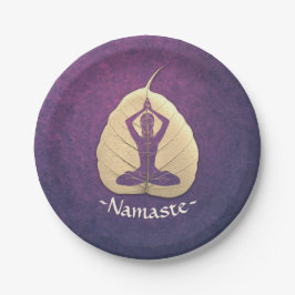 YOGA Instructor Meditation Pose Bodhi Leaf Cut Art Pappteller