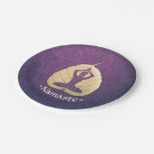 YOGA Instructor Meditation Pose Bodhi Leaf Cut Art Pappteller (Schrägansicht)