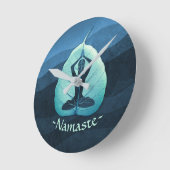 YOGA Instructor Meditation Pose Bodhi Leaf Cut Art Runde Wanduhr (Winkel)