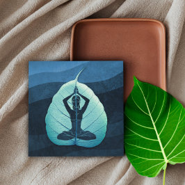 YOGA Instructor Meditation Pose Bodhi Leaf Cutting Quadratische Visitenkarte