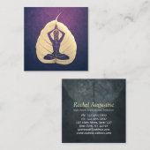 YOGA Instructor Meditation Pose Bodhi Leaf Cutting Quadratische Visitenkarte (Vorne/Hinten)