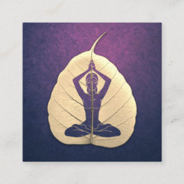 YOGA Instructor Meditation Pose Bodhi Leaf Cutting Quadratische Visitenkarte