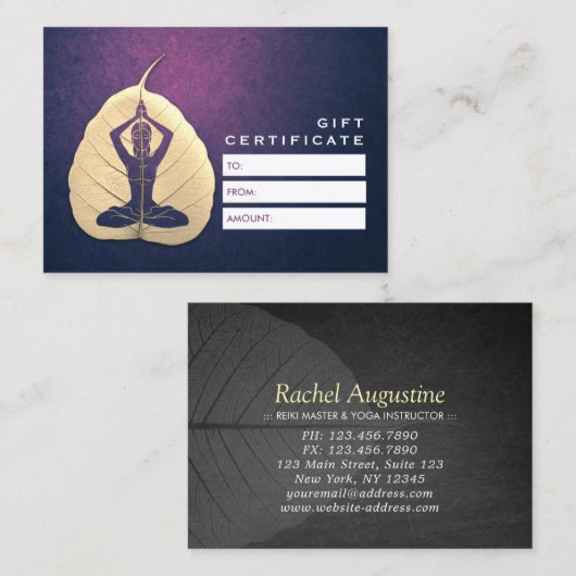 YOGA Instructor Meditation Pose Bodhi Leaf Cutting Rabattkarte (Vorne/Hinten)