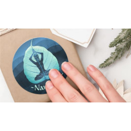 YOGA Instructor Meditation Pose Bodhi Leaf Cutting Runder Aufkleber