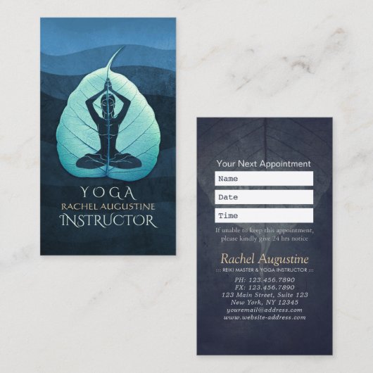 YOGA Instructor Meditation Pose Bodhi Leaf Cutting Terminkarte (Vorne/Hinten)