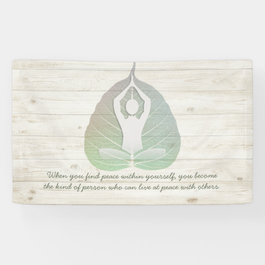 Yoga Instructor Meditation Pose Bodhi Leaf Quotes Banner (Horizontal)
