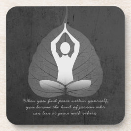 Yoga Instructor Meditation Pose Bodhi Leaf Quotes Getränkeuntersetzer