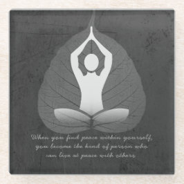 Yoga Instructor Meditation Pose Bodhi Leaf Quotes Glasuntersetzer