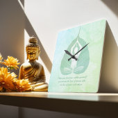 Yoga Instructor Meditation Pose Bodhi Leaf Quotes  Quadratische Wanduhr