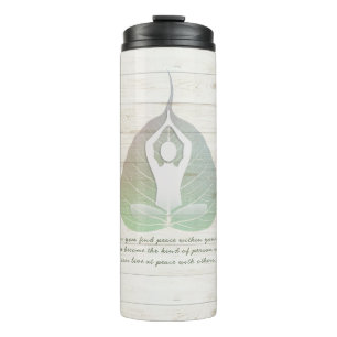 Yoga Instructor Meditation Pose Bodhi Leaf Quotes Thermosbecher