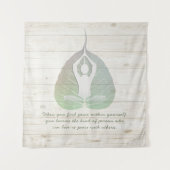 Yoga Instructor Meditation Pose Bodhi Leaf Quotes Wandteppich (Vorderseite)