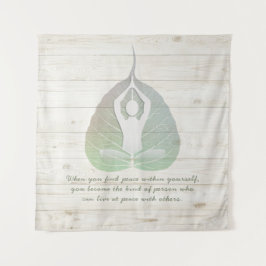 Yoga Instructor Meditation Pose Bodhi Leaf Quotes Wandteppich