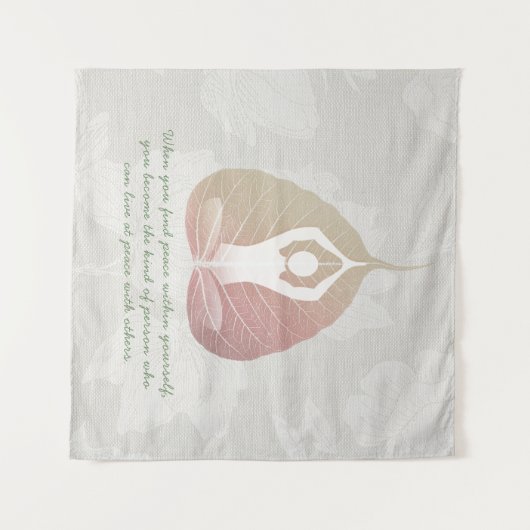 Yoga Instructor Meditation Pose Bodhi Leaf Quotes Wandteppich (Vorderseite (Horizontal))