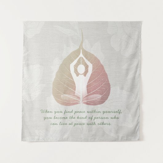 Yoga Instructor Meditation Pose Bodhi Leaf Quotes Wandteppich (Vorderseite)
