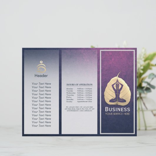 YOGA Instructor Meditation Pose Bodhi Leaf TriFold (Stehend Vorderseite)