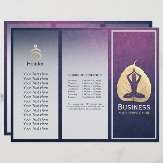 YOGA Instructor Meditation Pose Bodhi Leaf TriFold (Vorne/Hinten)