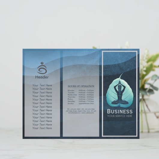 YOGA Instructor Meditation Pose Bodhi Leaf TriFold (Stehend Vorderseite)
