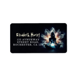 Yoga Instructor Meditation Pose Glühen Mist Lotus Adressaufkleber