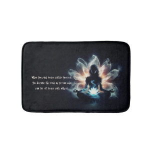 Yoga Instructor Meditation Pose Glühen Mist Lotus Badematte