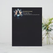 Yoga Instructor Meditation Pose Glühen Mist Lotus Briefbogen (Stehend Vorderseite)