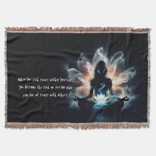 Yoga Instructor Meditation Pose Glühen Mist Lotus Decke (Vorderseite)