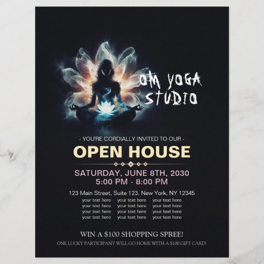 Yoga Instructor Meditation Pose Glühen Mist Lotus Flyer (Vorne)