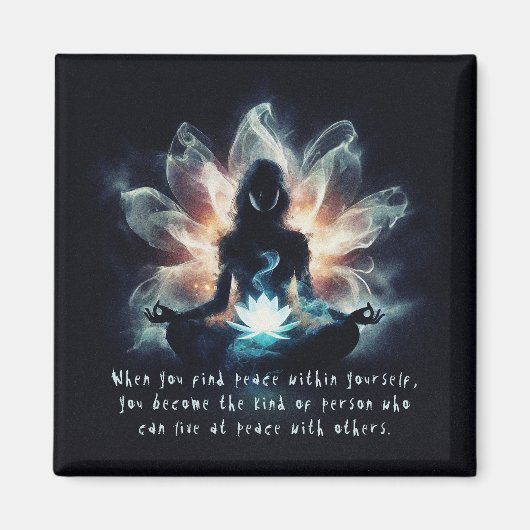 Yoga Instructor Meditation Pose Glühen Mist Lotus Magnet (Vorne)
