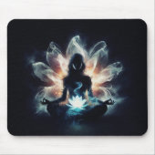 Yoga Instructor Meditation Pose Glühen Mist Lotus Mousepad (Vorne)