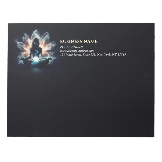Yoga Instructor Meditation Pose Glühen Mist Lotus Notizblock (Vorderseite)