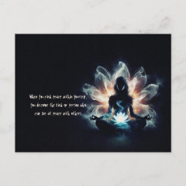Yoga Instructor Meditation Pose Glühen Mist Lotus Postkarte