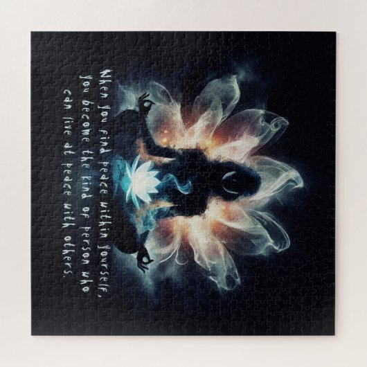 Yoga Instructor Meditation Pose Glühen Mist Lotus Puzzle (Horizontal)