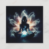 Yoga Instructor Meditation Pose Glühen Mist Lotus Quadratische Visitenkarte (Vorderseite)