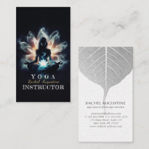 Yoga Instructor Meditation Pose Glühen Mist Lotus Visitenkarte