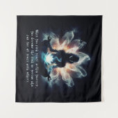 Yoga Instructor Meditation Pose Glühen Mist Lotus Wandteppich (Vorderseite (Horizontal))