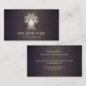 Yoga Instructor Meditation Pose Lotus Mandala Wood Visitenkarte (Vorne/Hinten)