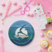 Yoga Instructor Meditation Pose Moon Flying Island Pappteller (Party)