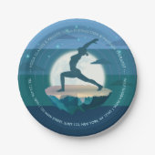 Yoga Instructor Meditation Pose Moon Flying Island Pappteller (Vorderseite)