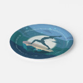 Yoga Instructor Meditation Pose Moon Flying Island Pappteller (Schrägansicht)