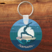 Yoga Instructor Meditation Pose Moon Flying Island Schlüsselanhänger (Vorderseite)
