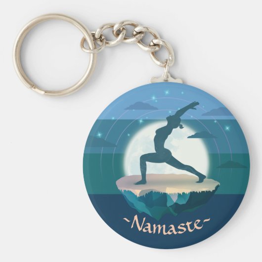 Yoga Instructor Meditation Pose Moon Flying Island Schlüsselanhänger (Vorne)