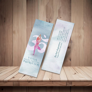 Yoga Instructor Meditation Pose Om Sign Wasserfarb Mini Visitenkarte