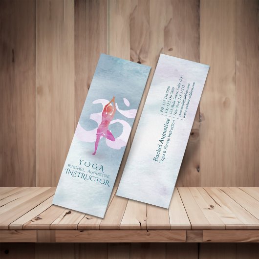 Yoga Instructor Meditation Pose Om Sign Wasserfarb Mini Visitenkarte