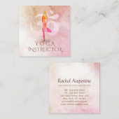 Yoga Instructor Meditation Pose Om Sign Wasserfarb Quadratische Visitenkarte (Vorne/Hinten)