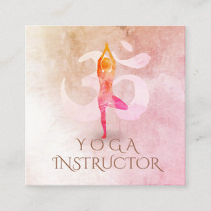 Yoga Instructor Meditation Pose Om Sign Wasserfarb Quadratische Visitenkarte