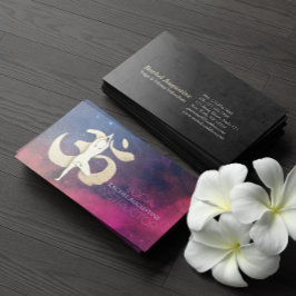 Yoga Instructor Meditation Pose OM Symbol Galaxy Visitenkarte