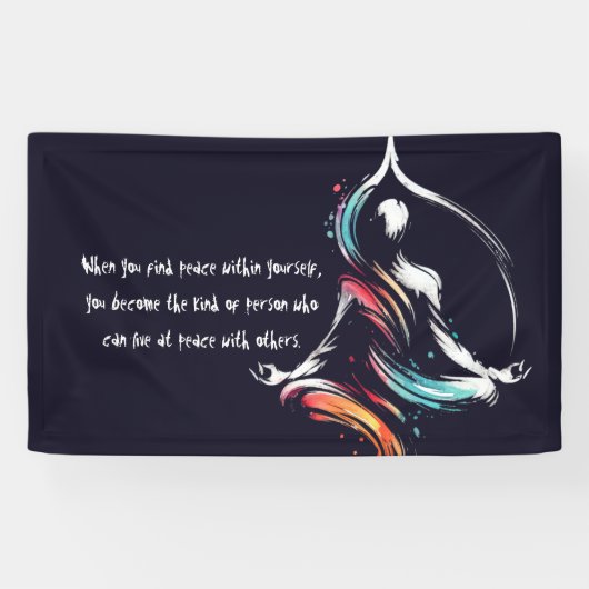 Yoga Instructor Meditation Pose Schlaganfall Zitat Banner (Horizontal)