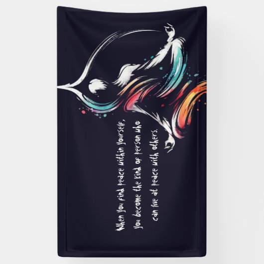 Yoga Instructor Meditation Pose Schlaganfall Zitat Banner (Vertikal)